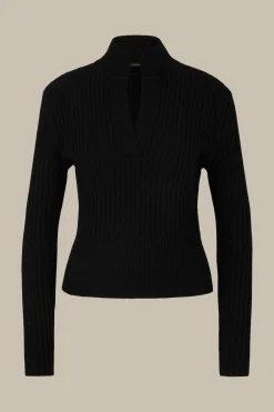 Schurwoll-Cashmeremix-Ripp-Strick-Pullover In