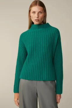 Schurwoll-Cashmeremix-Stehkragen-Pullover In