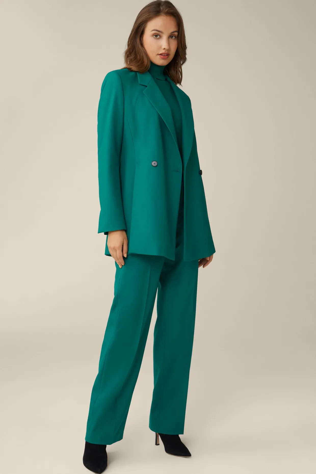 Schurwoll-Doppelreiher-Blazer In