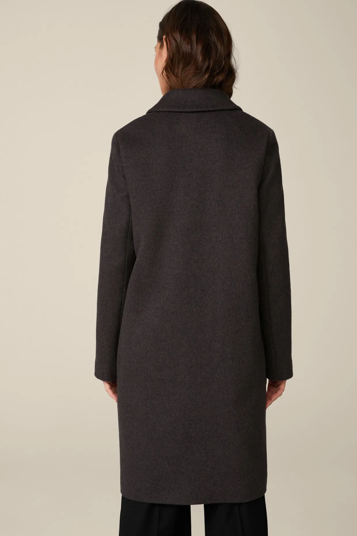 Schurwoll-Eggshape-Mantel Mit Cashmere In Anthrazit Meliert