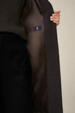 Schurwoll-Eggshape-Mantel Mit Cashmere In Anthrazit Meliert