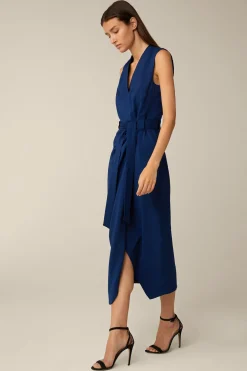 Schurwoll-Etui-Kleid In Midi-Lange In