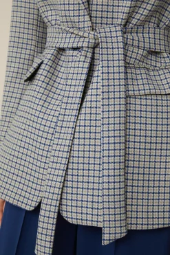 Schurwoll-Long-Blazer Mit Gürtel In