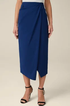 Schurwoll-Midirock Mit Wickeldetail In