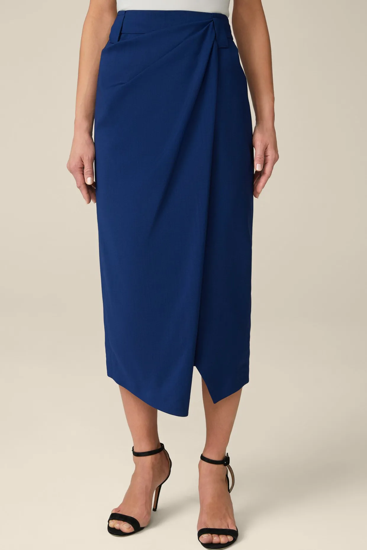 Schurwoll-Midirock Mit Wickeldetail In