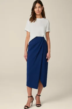 Schurwoll-Midirock Mit Wickeldetail In