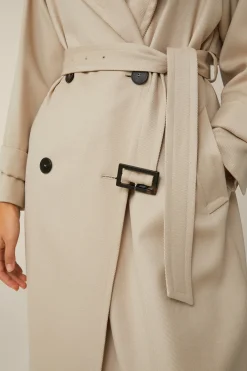 Schurwollmix-Twill-Trenchcoat In