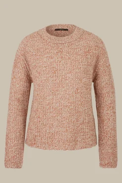 Schurwoll-Pullover Mit Cashmere In Kupfer-Ecru Gemustert