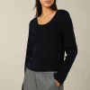 Schurwoll-Ripp-Strick-Pullover Mit Seide In