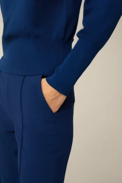 Schurwoll-Ripp-Strick-Pullover Mit Seide In