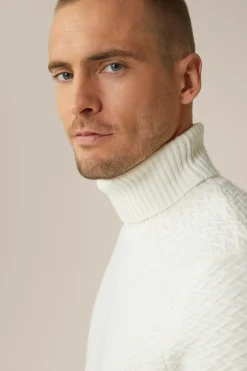 Schurwoll-Rollkragen-Pullover Amilo Mit Cashmere In Strukturiert