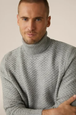 Schurwoll-Rollkragen-Pullover Amilo Mit Cashmere In Strukturiert
