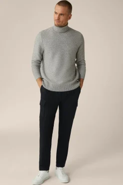 Schurwoll-Rollkragen-Pullover Amilo Mit Cashmere In Strukturiert