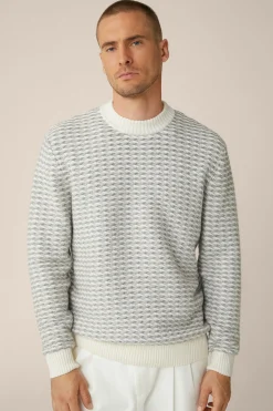 Schurwoll-Rundhals-Pullover Amilo Mit Cashmere In Strukturiert