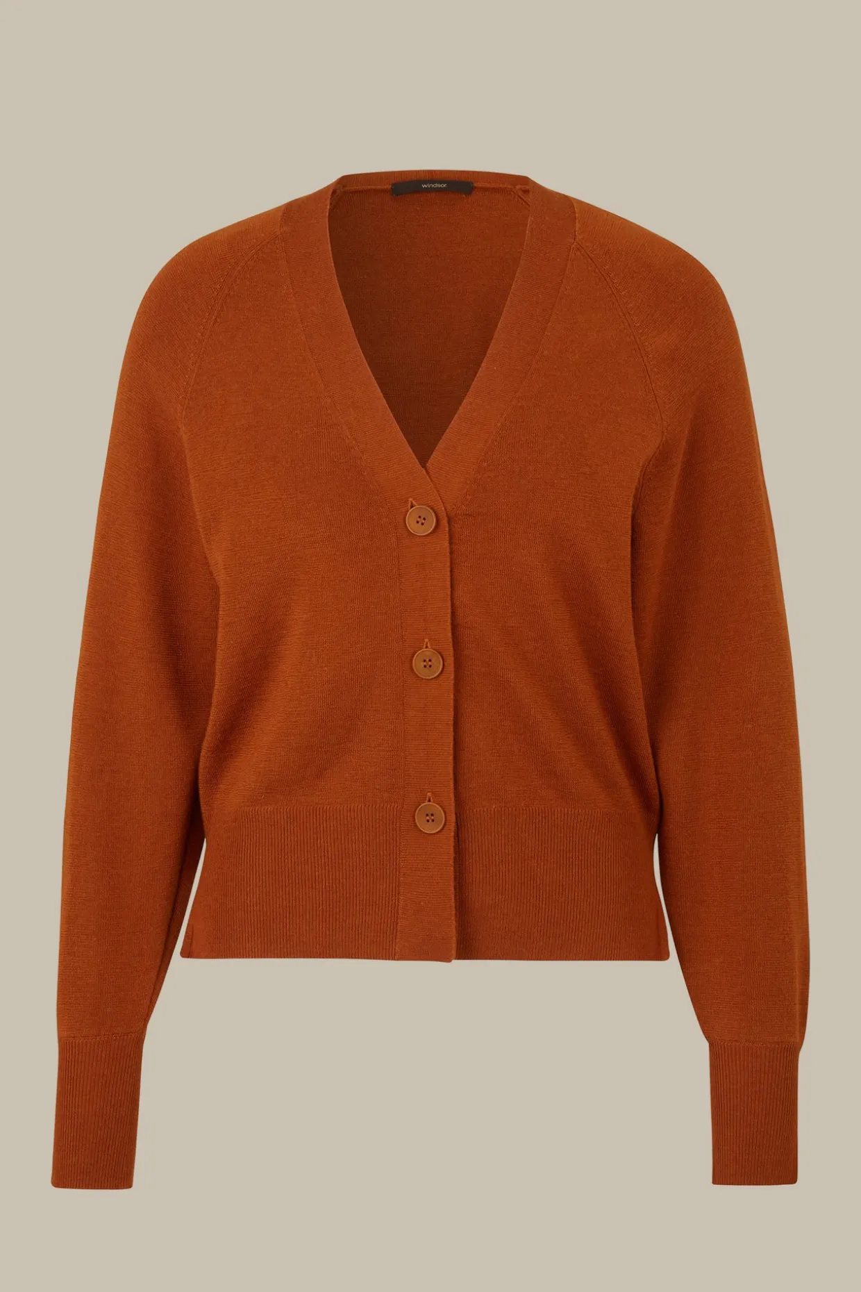 Schurwoll-Seidenmix-Cardigan In Kupfer