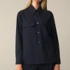 Schurwollstretch-Hemdbluse In