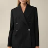 Schurwoll-Twill-Doppelreiher-Blazer Mit Nadelstreifen In
