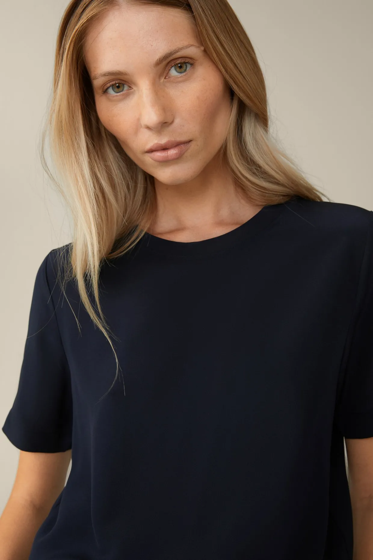 Seiden-Kurzarm-Shirt In
