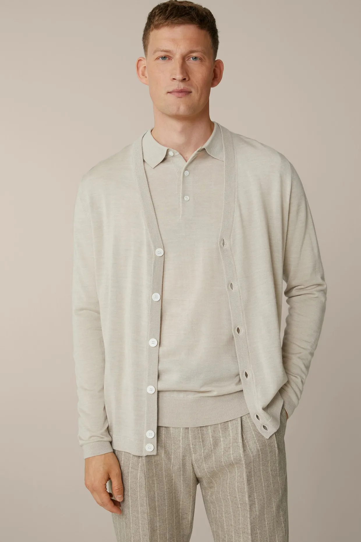 Strick-Cardigan Nando Mit Seide Und Cashmere In Beige