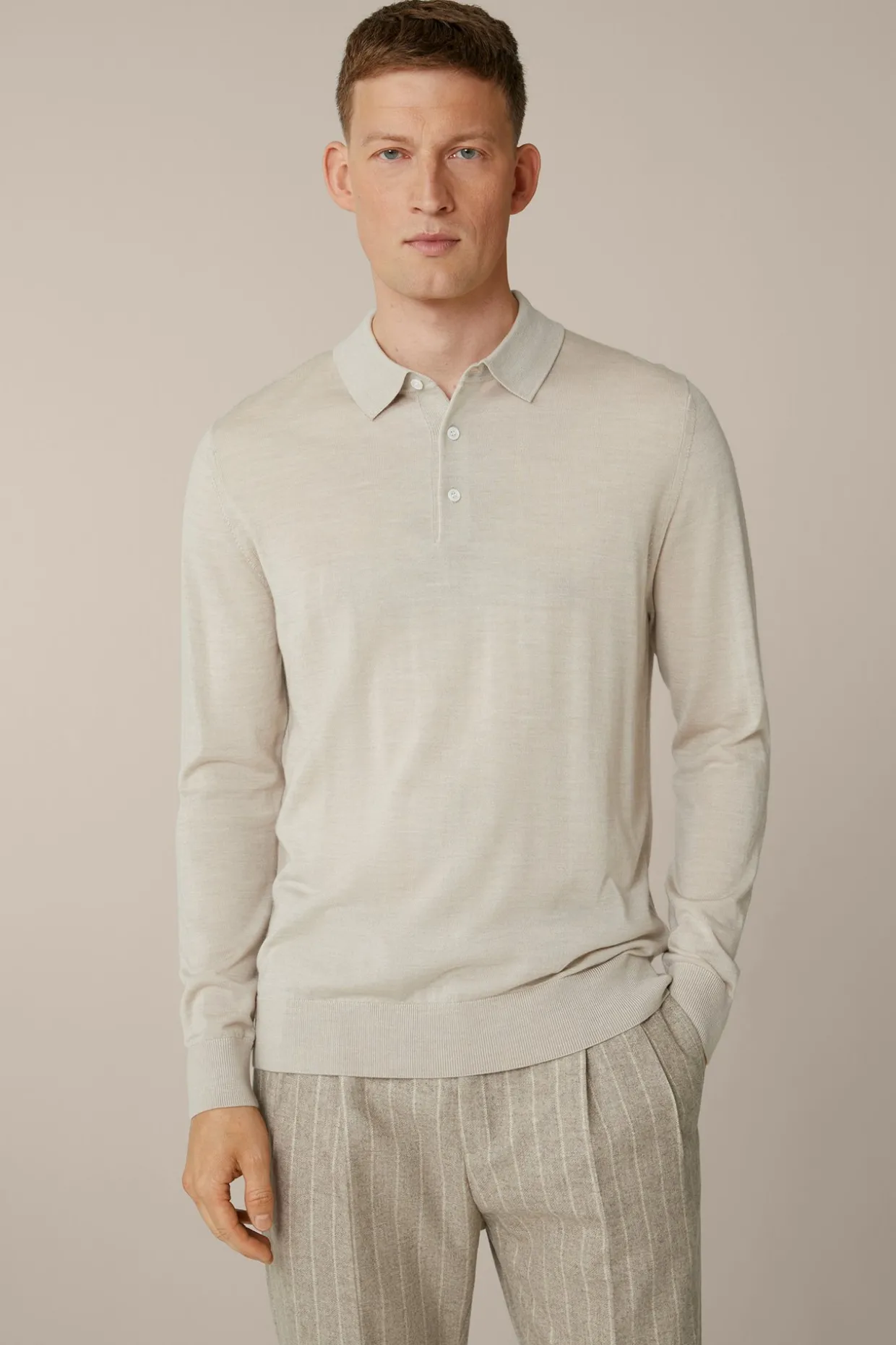Strick-Poloshirt Nando Mit Seide Und Cashmere In Beige