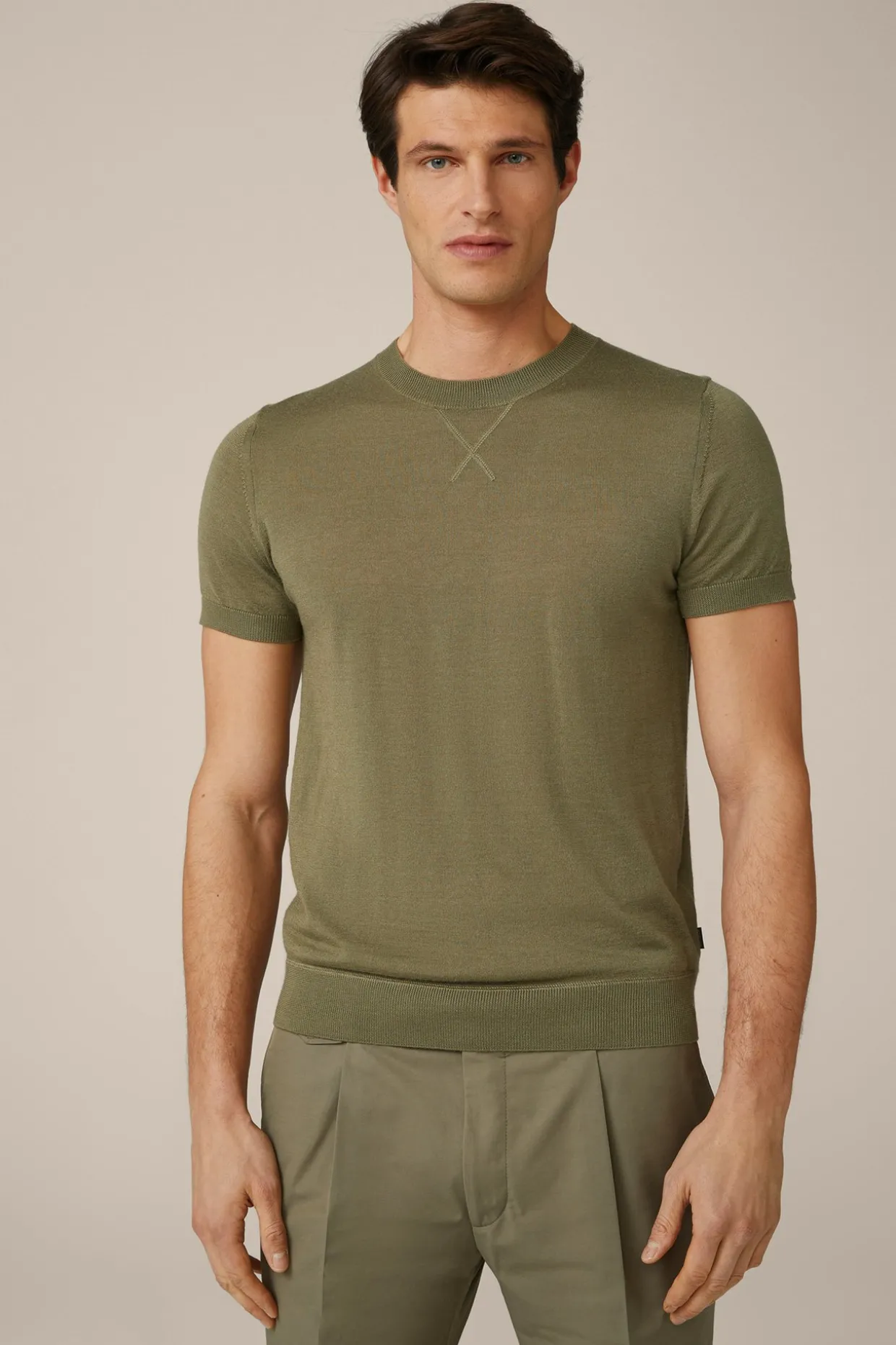 Strick-T-Shirt Nando In Oliv