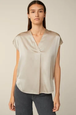 Tencel-Baumwoll-Top Mit Satin Vorderseite In