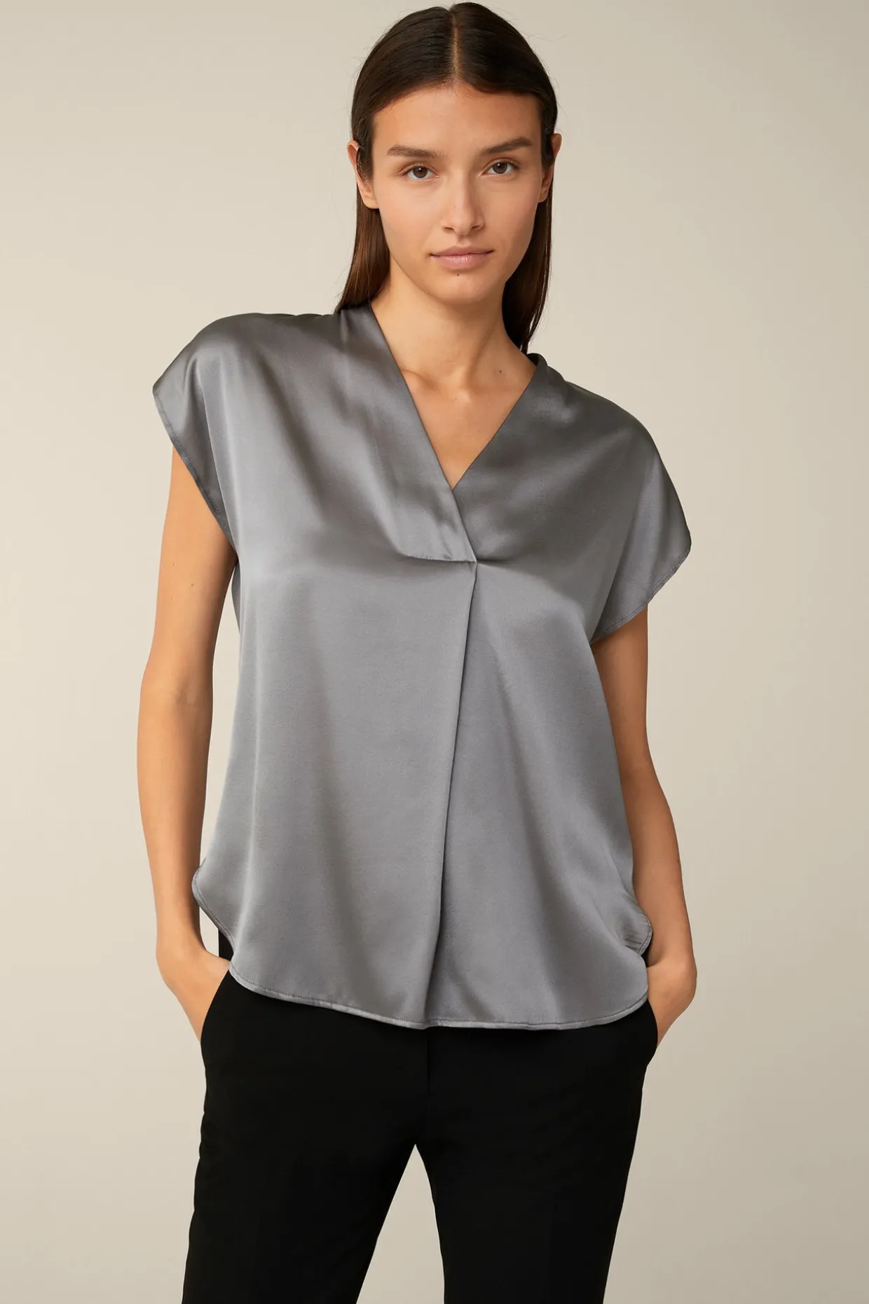 Tencel-Baumwoll-Top Mit Satin Vorderseite In