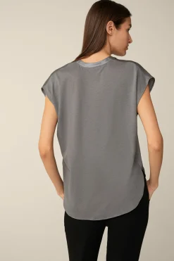 Tencel-Baumwoll-Top Mit Satin Vorderseite In