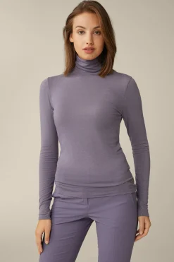 Tencel-Wollstretch-Rollkragen-Shirt In