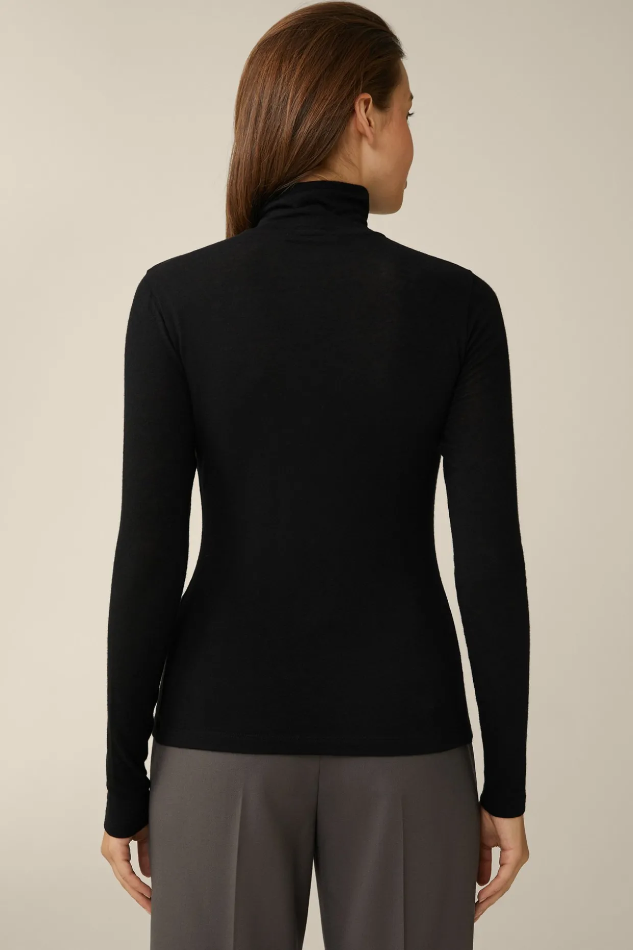 Tencel-Wollstretch-Rollkragen-Shirt In