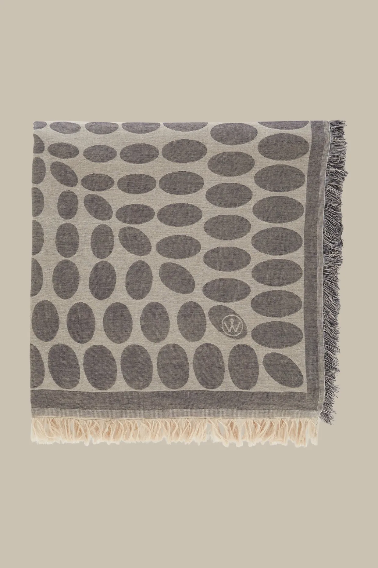 Viskose-Baumwoll-Schal In Beige-Grau Gemustert