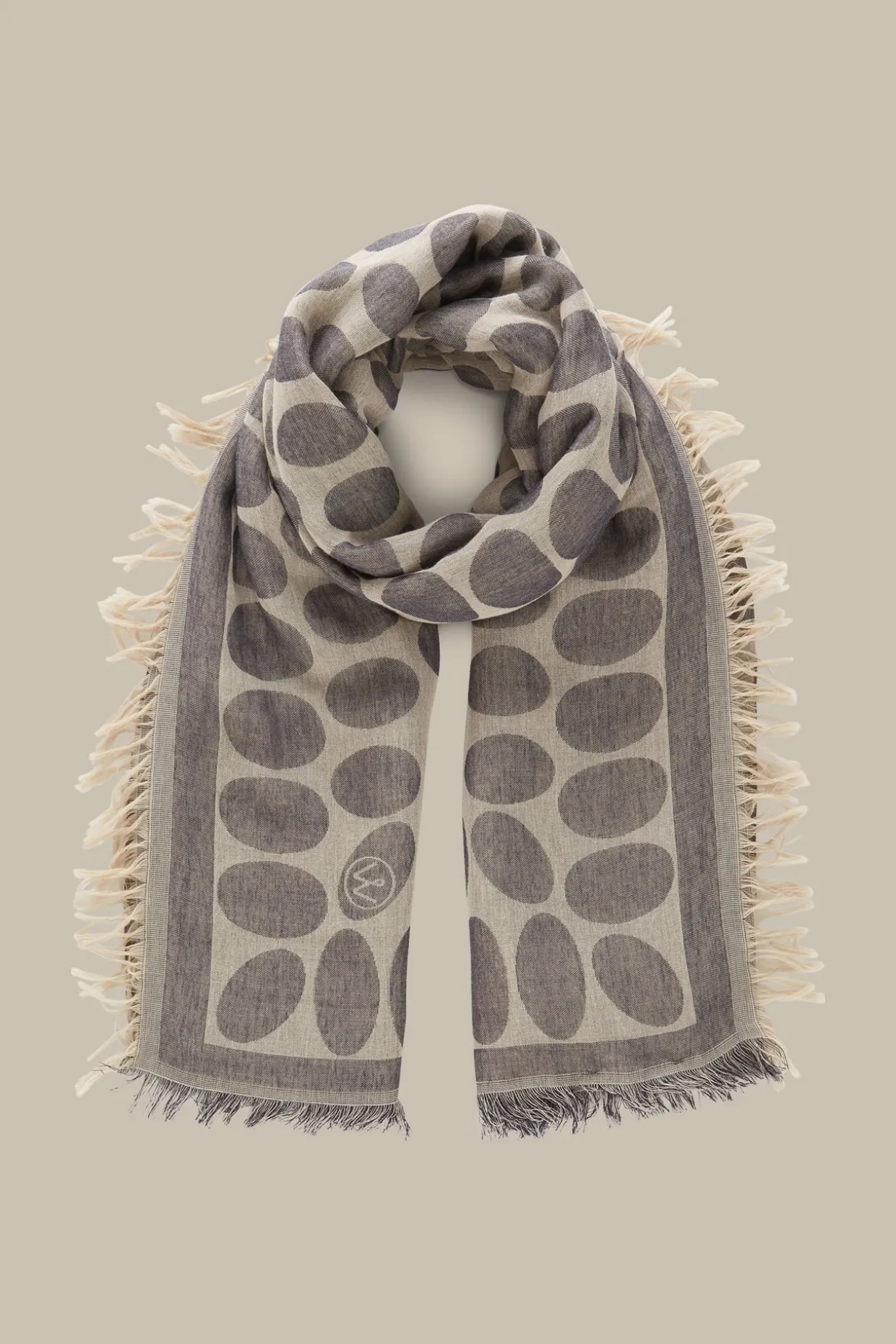 Viskose-Baumwoll-Schal In Beige-Grau Gemustert