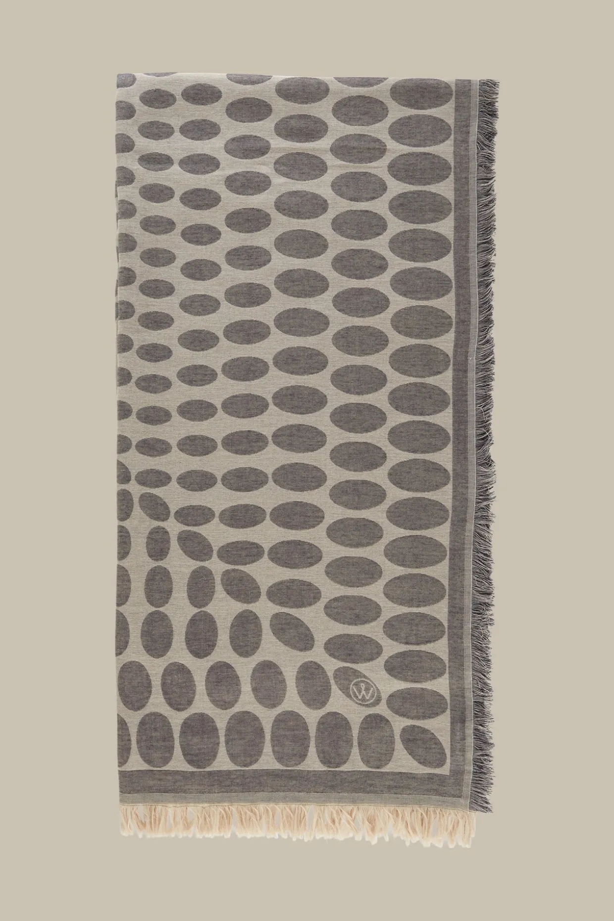 Viskose-Baumwoll-Schal In Beige-Grau Gemustert