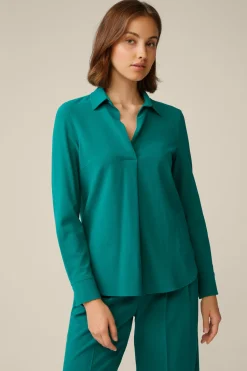 Wollcrepe-Hemdbluse In