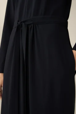 Wollcrepe-Kleid In Midi-Lange In