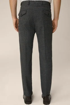 Wollmix-Baukasten-Hose Frero Mit Bundfalte In Anthrazit-Blau Check