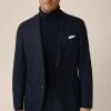 Wollmix-Baukasten-Sakko Giro In Navy Mit Braunen Nadelstreifen
