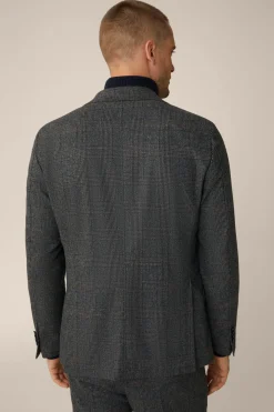 Wollmix-Baukasten-Sakko Giro In Anthrazit-Blau Check