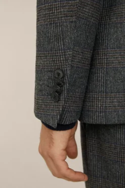 Wollmix-Baukasten-Sakko Giro In Anthrazit-Blau Check