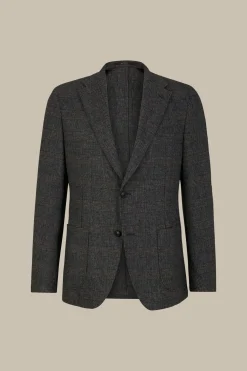Wollmix-Baukasten-Sakko Giro In Anthrazit-Blau Check