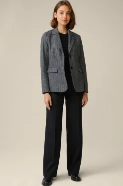 Wollmix-Blazer Mit Kreidestreifen In