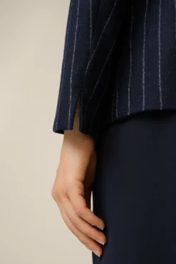 Wollmix-Blazer Mit Kreidestreifen In