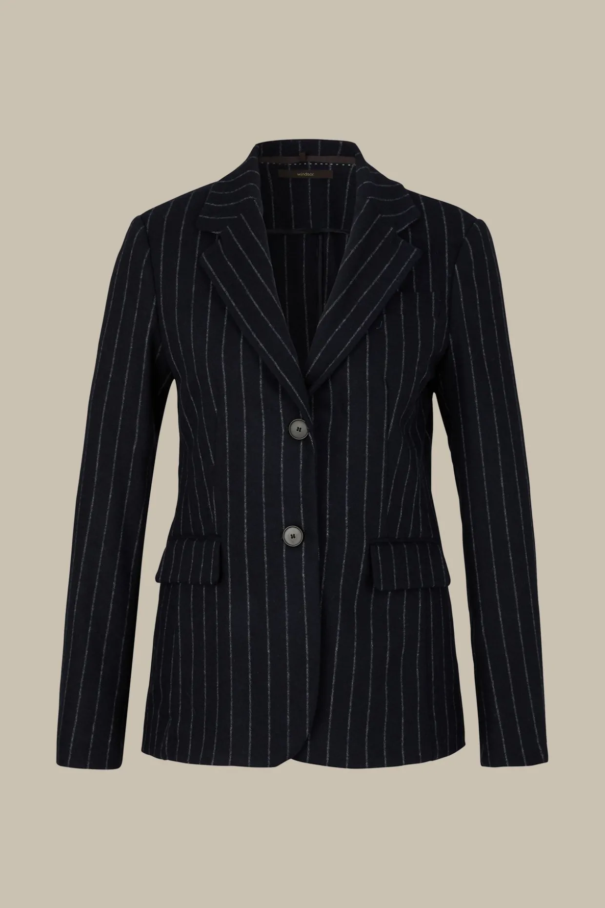 Wollmix-Blazer Mit Kreidestreifen In