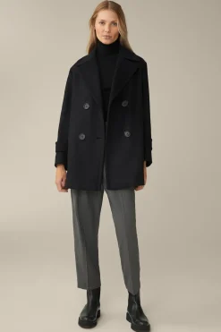 Wollmix-Caban-Jacke Mit Breitem Revers In