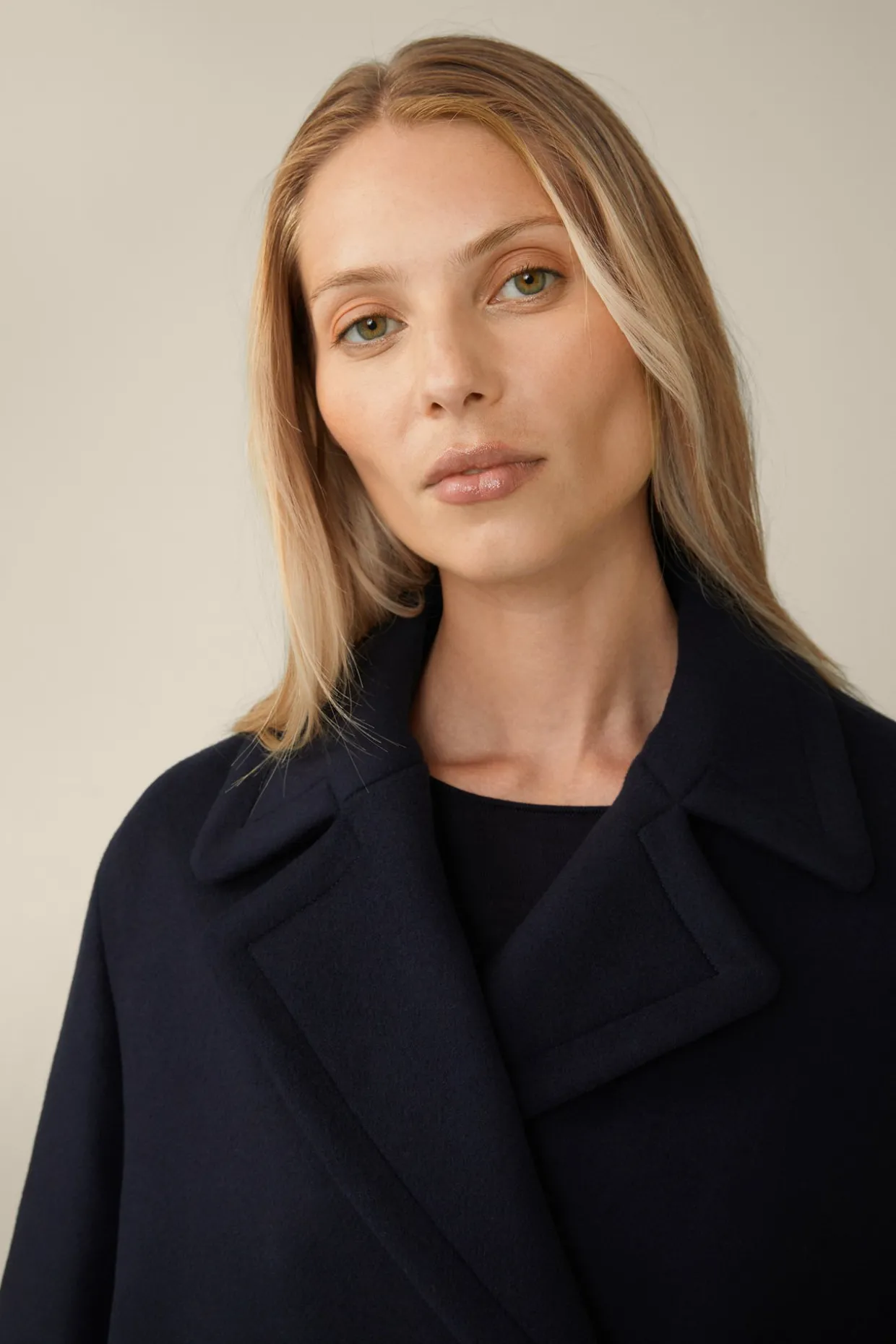 Wollmix-Caban-Jacke Mit Breitem Revers In