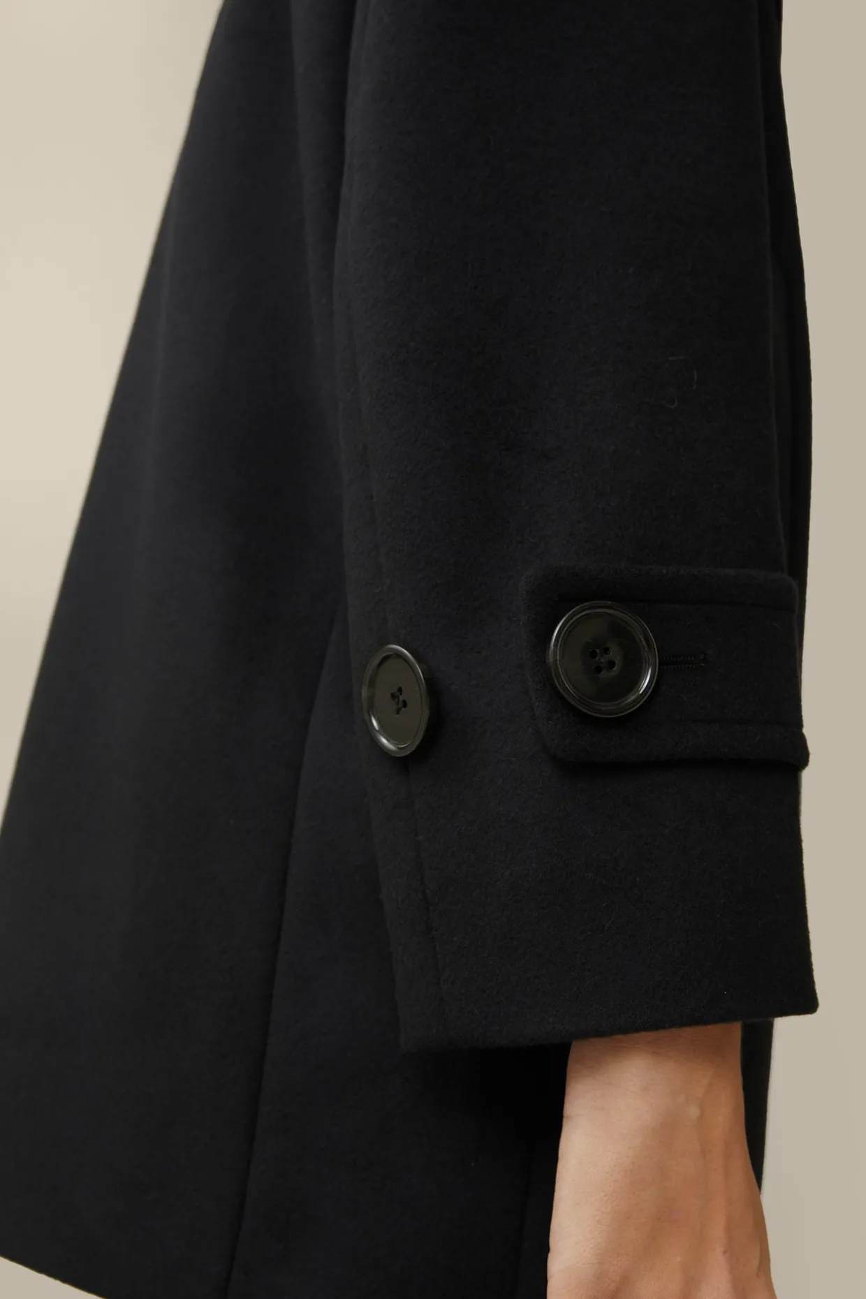 Wollmix-Caban-Jacke Mit Breitem Revers In