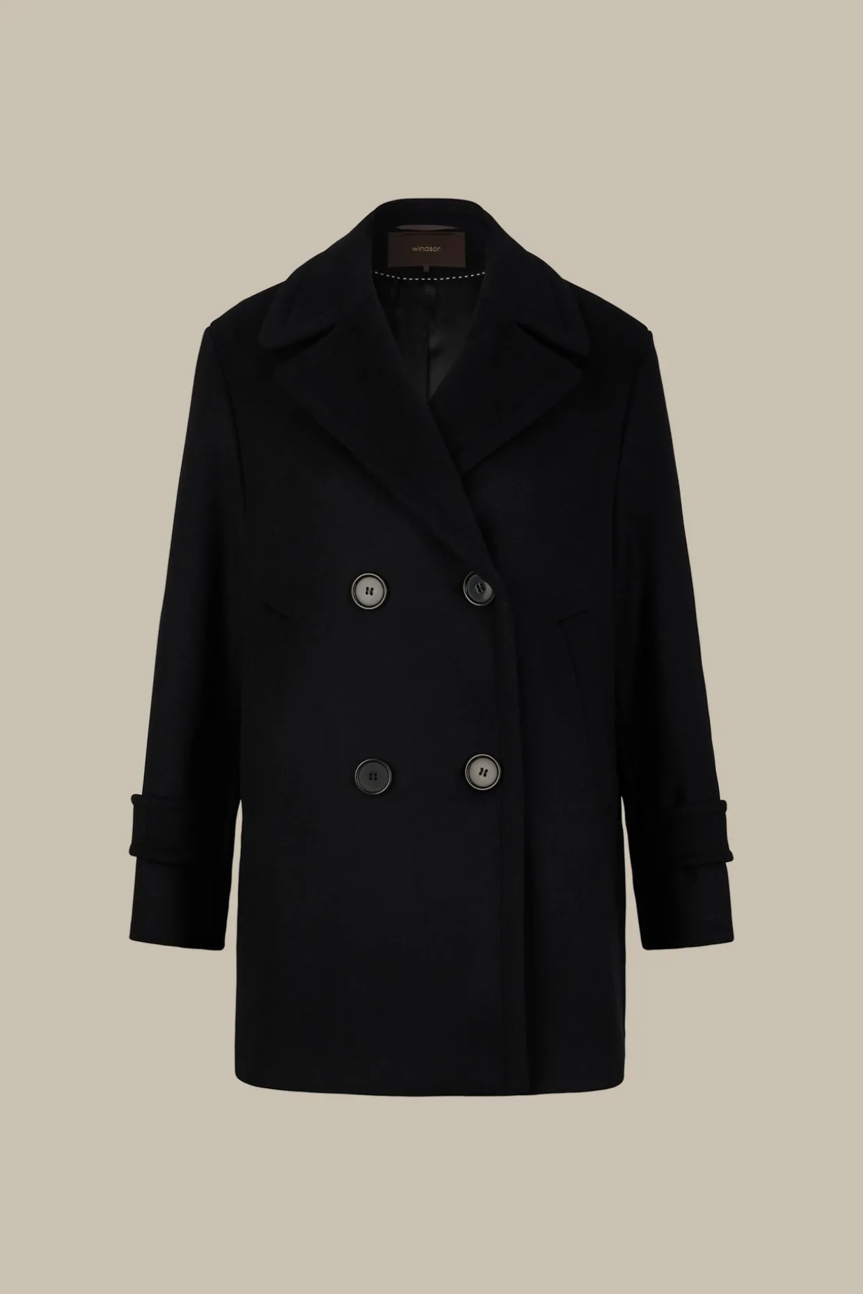Wollmix-Caban-Jacke Mit Breitem Revers In