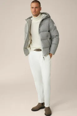 Wollmix-Cashmere-Daunen-Jacke Glorenza Gesteppt In Grau-Beige Meliert