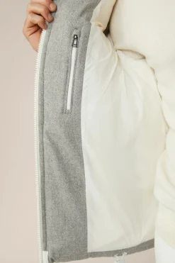 Wollmix-Cashmere-Daunen-Jacke Glorenza Gesteppt In Grau-Beige Meliert