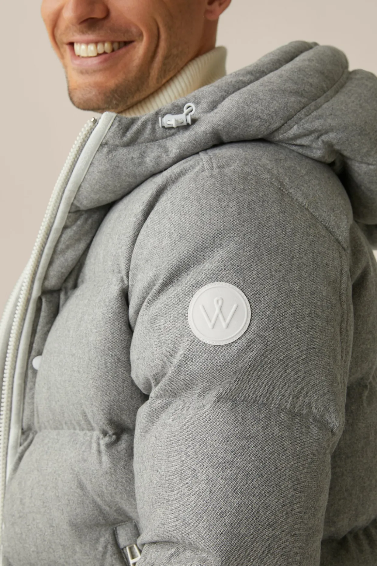 Wollmix-Cashmere-Daunen-Jacke Glorenza Gesteppt In Grau-Beige Meliert